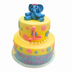 1st Birthday Cake Blue Elephant