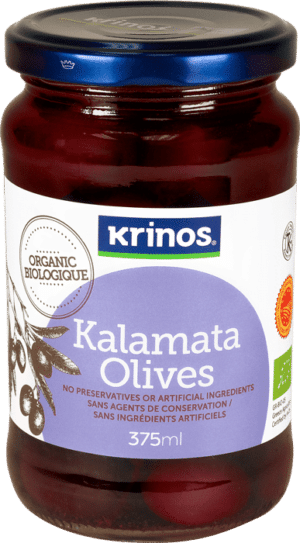 KRINOS ORGANIC KALAMATA OLIVES – 375 ml
